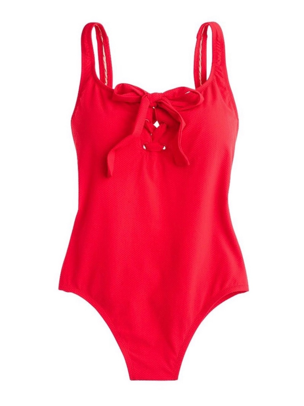 NWT ☀️ JCREW lace up LINED & shaped 🩱 QUALITY made RED